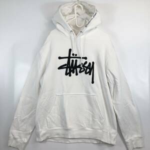 STUSSY ステューシー スウェットパーカー ホワイト Lサイズ 前面ロゴ