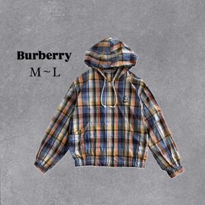 90s BURBERRYS vintage チェック フードジャケット M～L