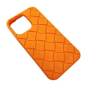 ☆☆ BOTTEGA VENETA ボッテガヴェネタ イントレチャート iPhoneケース 13Pro オレンジ ラバーシリコン やや傷や汚れあり