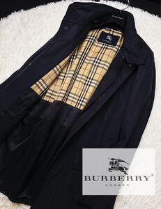 s35 光沢感抜群のシルクを超える　定価14万●BURBERRY LONDON●ジップアップブルゾンジャケット　 バーバリーコート メンズ L 綺麗　別格