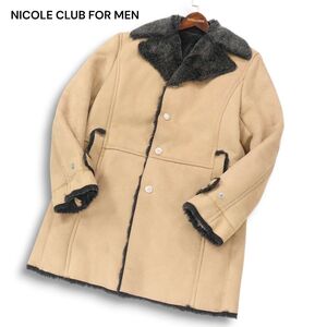 Y2K 00s★ NICOLE CLUB FOR MEN ニコルクラブ フォーメン 秋冬 裏ボア★ フェイク ムートン コート Sz.M メンズ　I4T04117_C#N