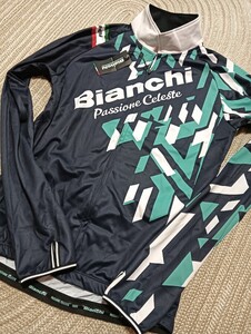 新品 定価17380 Bianchi ビアンキ 長袖 ジャージ ジャケット ネイビー 紺 XL サイクリング ロードバイク ウェア メンズ チェレステ