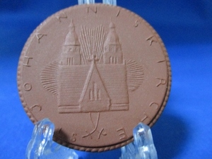 未使用の極美品☆ドイツ・マイセン陶貨型メダル☆ヨハニス教会800年記念／1922年／41mm／アンティークコイン／t430-2