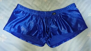 TM COLLECTION YKS Low-rise BOXER ローライズ ボクサーパンツ フルバック ボクサー ブリーフ シルクベージュ 光沢 艶 ネイビー 紺 Mサイズ