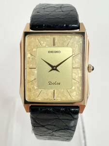 1円～☆【良品 SEIKO セイコー Dolce ドルチェ 7740-5000 QZ 稼動品】ゴールド文字盤/スクエア/クォーツ/腕時計/11月14日電池交換済み ☆