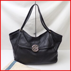 ◆TORY BURCH/トリーバーチ トートバッグ/ブラック/レザー/肩掛けOK/A4対応/保管袋付き&0000004147