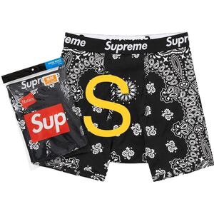 送料無料 S 黒 Supreme Hanes Bandana Boxer Briefs (2 Pack) Black シュプリーム ヘインズ ボクサーパンツ バンダナ ２枚セット 22FW 新品