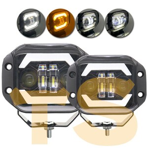 4インチ 埋込式 フォグランプ LED 作業灯 ホワイト イカリング イエロー12V/24V ジープ ジムニー 建築機械 4x4 UM001 2個 40W