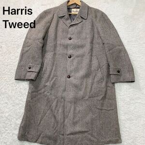 【希少・XXL相当】ハリスツイード ロングコート Harris Tweed 70s 80s チェスターコート ゆったり ビンテージ ヴィンテージ くるみボタン