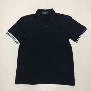 FRED PERRY フレッドペリー 英国製 ライン 半袖 ポロシャツ 38 黒