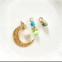 天然石　ペンダントトップ　3点セット　ヒスイ　キャッツアイ　ハンドメイド