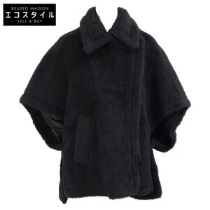 美品/国内正規/23AW Max Mara マックスマーラ 23473619336 アルパカｘウールｘシルク テディベア ケープ ブラック レディース