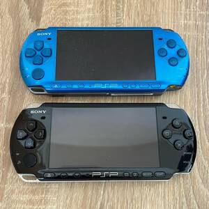 【1円】2台　売り　SONY Playstation Portable 本体 ブルー ブラック PSP-3000 未検品ジャンク バッテリーなし