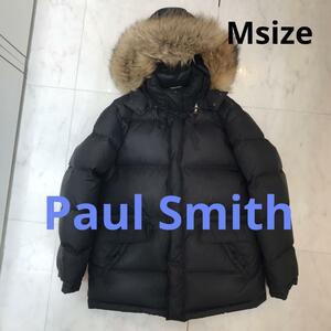 Paul Smith ダウンジャケット 黒 ファー付き　フード付　メンズ　M