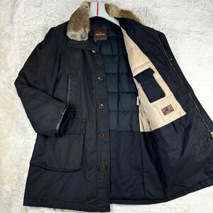 1円 美品 XL.LL~L モンクレール MONCLER 2way ダウンコート ジャケット ラクーンファー ダブルジップ ロゴボタン メンズ 3