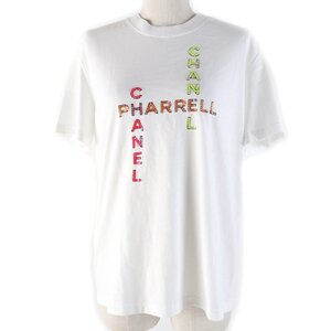 未使用品☆CHANEL シャネル ファレルウィリアムス 19D P61252K46833 コットン ラインストーンロゴ 半袖Ｔシャツ S 正規品 レディース