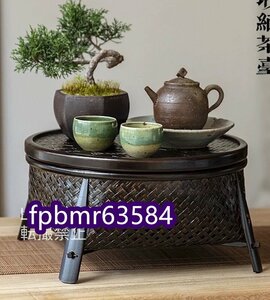 美品登場☆ 收納盒 茶道具籠 茶托 茶盤 茶具 茶道セット 收納籃 竹の編 工芸品　雜物 水果籃