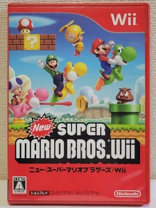 中古☆Wii NEW スーパーマリオブラザーズ Wii 送料無料 箱 説明書 付き Wii U可 名作 アクション ルイージ ピノキオ ピーチ クッパ ニュー