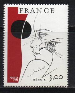 《f-326/絵画》フランス / 1977年・Pierre-Yves Tremois作 (Face of the eagle)　１種(未)