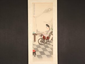 【模写】【伝来】ik1469〈黄均〉月下芭蕉美人図 中国画 台湾