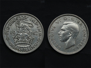 【イギリス】 1942年 シリング Shilling ジョージ6世 シルバー