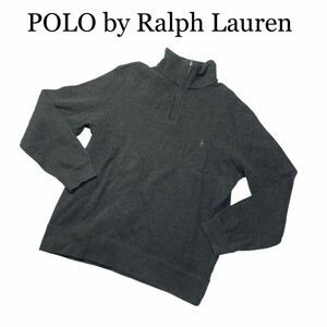 POLO by Ralph Lauren ポロラルフローレン 長袖 グレー ハーフジップ M トレーナー トップス ワンポイント ロゴ刺繍