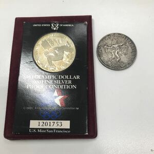 オリンピック 銀貨 2点セット ロサンゼルス メキシコ 1980 1968 中古現状品