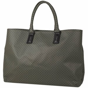 ボッテガヴェネタ BOTTEGAVENETA イントレチャート柄 トートバッグ 手提げ ロゴ コーティングキャンバス グレー レディース 【中古】