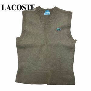 LACOSTE ラコステ ニット ベスト Vネック ブラウン 36 S 白タグ