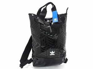 1円 ■極美品■ adidas アディダス FL9675 ロールトップ パテントレザー リュックサック バックパック デイパック ブラック系 FB6789