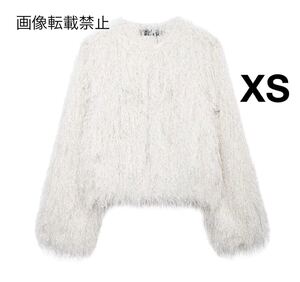 white vintage ヴィンテージ レトロ ファーコート アウター XSサイズ レディース★ZARA 好きな方に★2024 A/W 秋新作 新品未使用★