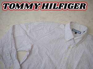 ☆送料無料☆ TOMMY HILFIGER トミーヒルフィガー USA直輸入 古着 長袖 チェック 胸ポケット付き ITHACA ボタンダウン シャツ メンズ L