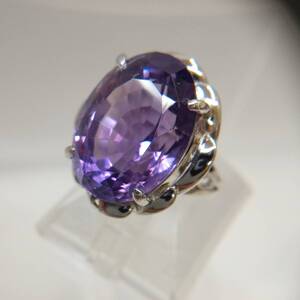 【鑑別書付き】Pt900 プラチナ 天然アメジスト アメシスト9号 15.19ct 9.0g 2月誕生石 紫水晶 リング 指輪 天然石 店舗受取可