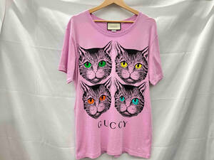 GUCCI グッチ/半袖Tシャツ/GUCCY/猫/キャット/ピンク/綿/492347-X3L41/S 店舗受取可