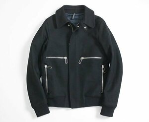 Dior HOMME ◆ メルトン ジャケット 黒 サイズ38 (中綿入り) ジップアップ ブルゾン ディオールオム ◆XE9