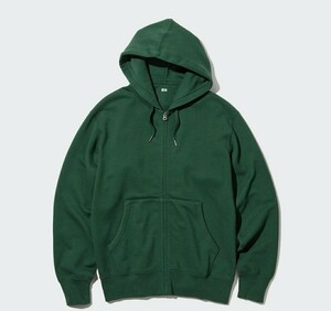 XLサイズ 新品 ユニクロ スウェット フルジップパーカー グリーン 長袖 メンズ uniqlo 本体綿100% スウェットジップパーカー フーディー