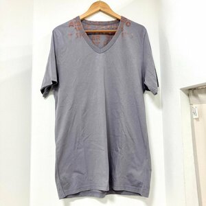 A) Maison Margiela メゾン マルジェラ パープル系 AIDS/エイズ 半袖 Tシャツ size L トルコ製 Vネック 中古 USED