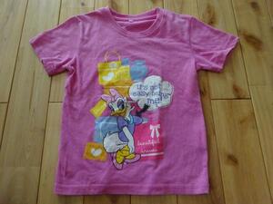 ★　ディズニー(デイジーダック)　ピンク色半袖Tシャツ120cm　★USED