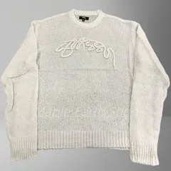 Stussy ルーズニットロゴセーター - ホワイト / XL