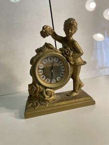 CITIZEN シチズン クォーツ 置時計 ローズレディ 薔薇と少女 ゴールド調　時計
