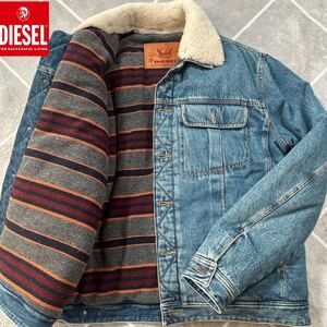 【極美品XXL】最高傑作 DIESEL ディーゼル Gジャン デニムジャケット XXLsize 襟ボア【極暖】抜群の保温性 冬向け仕様 ボタン刻印 幻の逸材