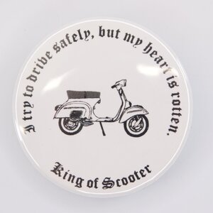 Button badge 40mm Scooter white 缶バッジ スクーター Vespa Lambretta ベスパ ランブレッタ 50S 100 et3 GTR RALLY PX200E 160GS