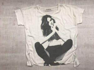 MURUA ムルーア 平成 ギャル Y2K 美女フォトプリント クロップド トップス 袖Tシャツ カットソー レディース 韓国製 スリット入り F 白