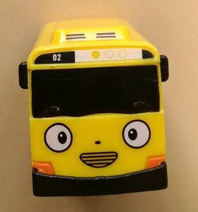 中古 プルバックカー 顔付きの黄色いバス 02番 チョロＱ的なもの 路線バス ミニカー 子供用 玩具 くるま おもちゃ used