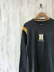 653☆【ロングスリーブTシャツ】HILFIGER ATHLETICS トミーヒルフィガー ロンT グレー 黄 S