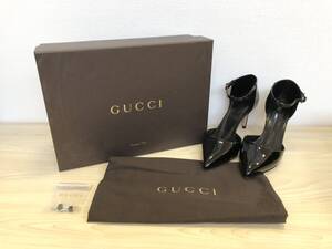 《8872》GUCCI グッチ パンプス サンダル エナメル 36.5 イタリア 保存袋・ヒールゴム替・箱付