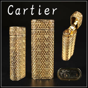 【秀】ZB485 カルティエ 【Cartier】 ガスライター 超豪華ゴールド20u／時代の使用感なり 美品！ｒ