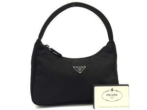 1円 ■新品同様■ PRADA プラダ MV515 テスートナイロン ワンハンドル ハンドバッグ ミニバッグ レディース ブラック系 BN1324