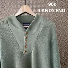 80s 90s LANDS’ ENDランズエンド ヘンリーネック コットンニット