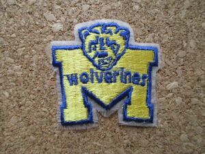 80s ミシガン大学ウルヴァリンズWOLVERINES刺繍ワッペン/MichiganバスケットNCAAフットボール ビンテージPATCHESカレッジ運動スポーツ